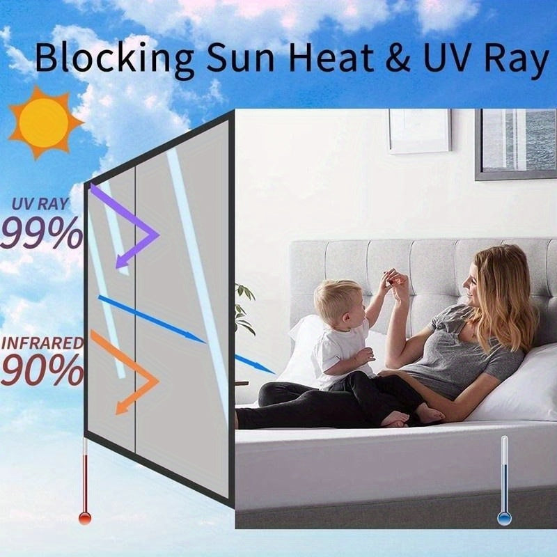 Reflective window film blocks UV rays and controls heat to enhance privacy and comfort in home and office settings.