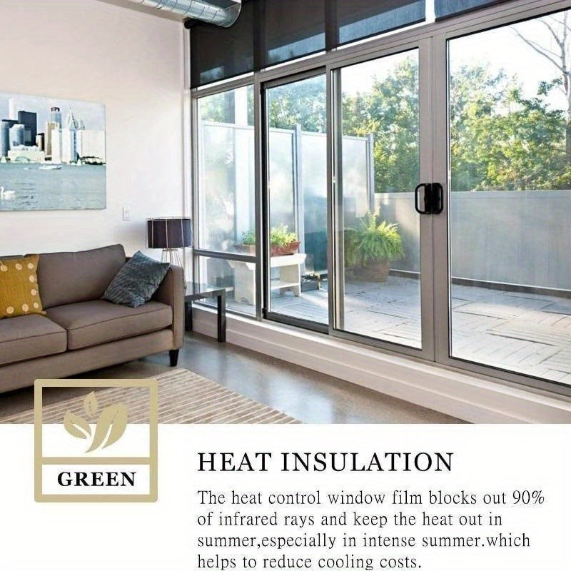 Reflective window film blocks UV rays and controls heat to enhance privacy and comfort in home and office settings.