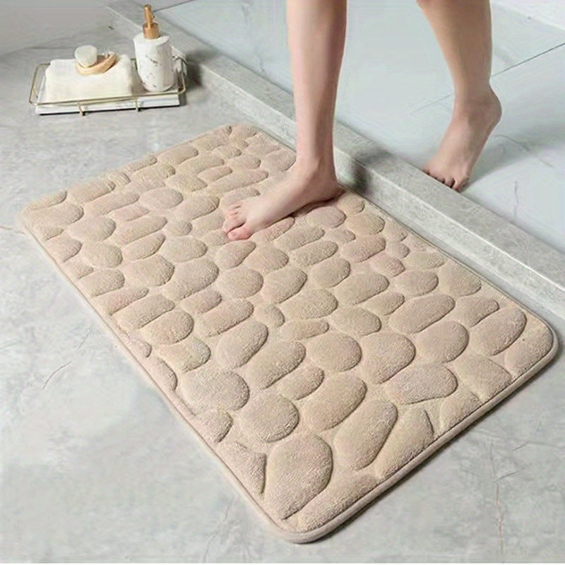 Luxurious Memory Foam Bath Rug featuring Cobblestone Design - Fast Drying, Slip-Resistant & Easy to Clean - Ideal for Shower Room and Bathroom Decoration