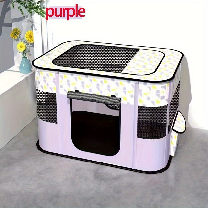 Large portable pet playpen with storage bag, comfortable mesh dog kennel for medium to large pets.