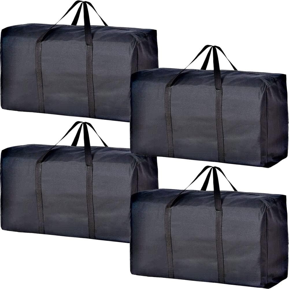 Two or Four Extra Large Moving Bags with Durable Zippers and Convenient Carrying Handles. Ideal for Clothing, Moving Supplies, and Space-Saving Storage. Perfect for Organizing Items during Moving and Travel.