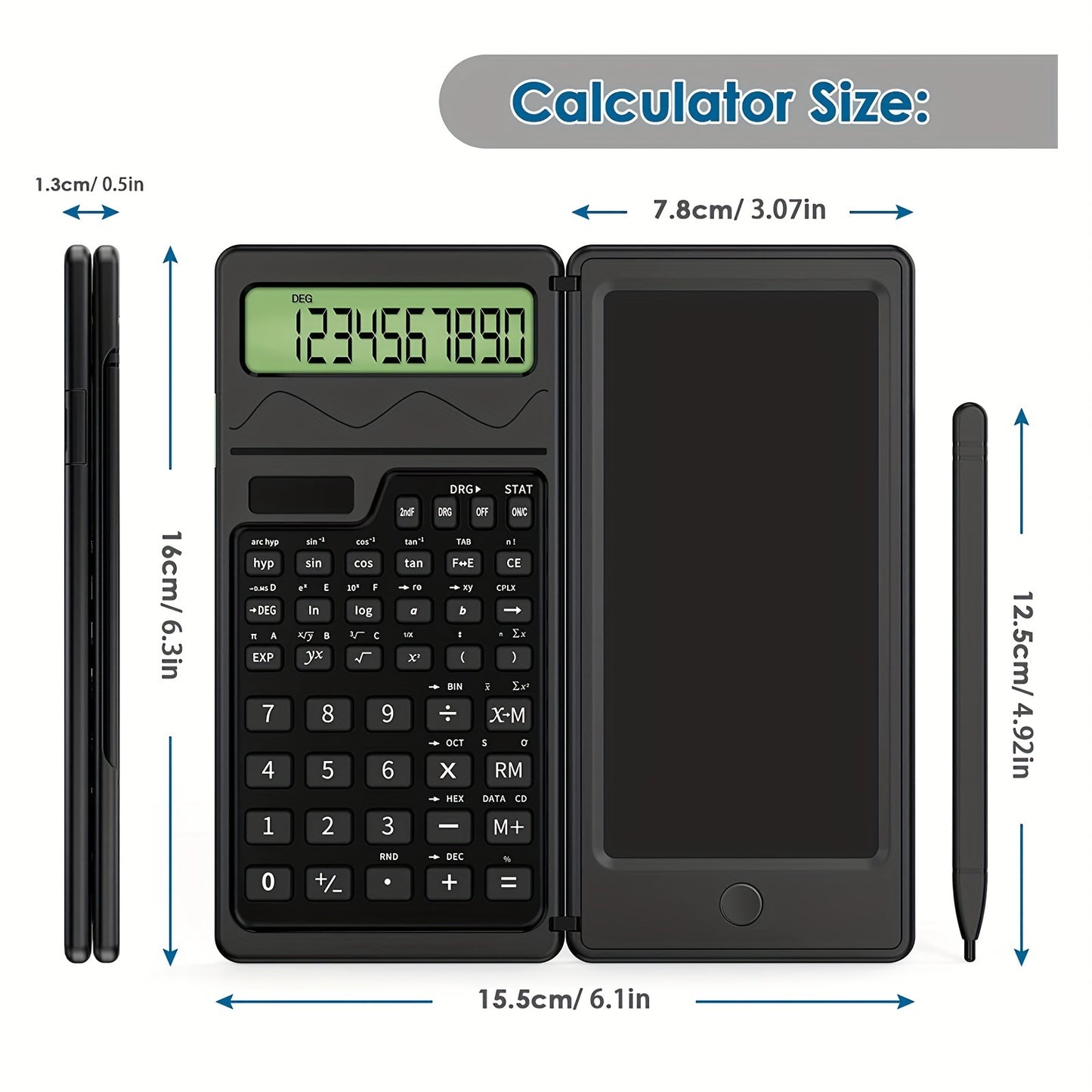 10-digit LCD display folding scientific calculator with handwriting board, dual power supply for teachers and engineers.