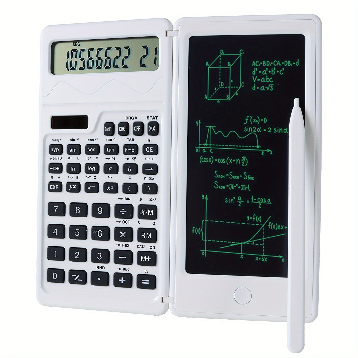 10-digit LCD display folding scientific calculator with handwriting board, dual power supply for teachers and engineers.