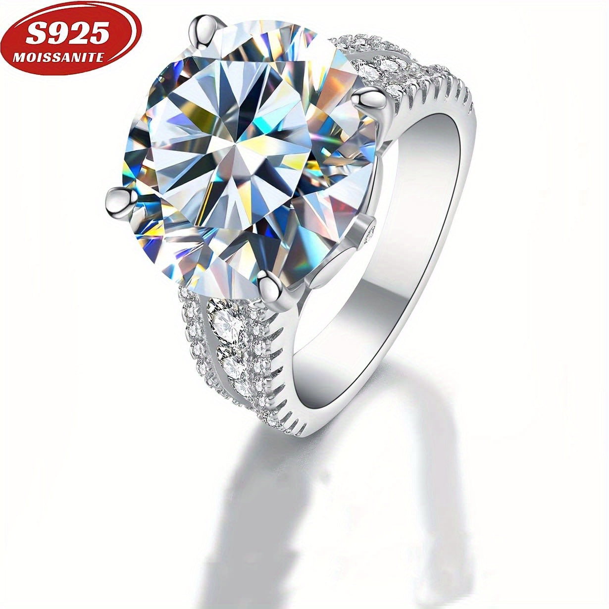 Luxurious Vintage-style S925 Sterling Silver Moissanite Engagement Ring with 10ct stone, perfect for both Men and Women. This Halo ring features a unique and exquisite design, making it an elegant gift for proposals, weddings, dinner parties, and other