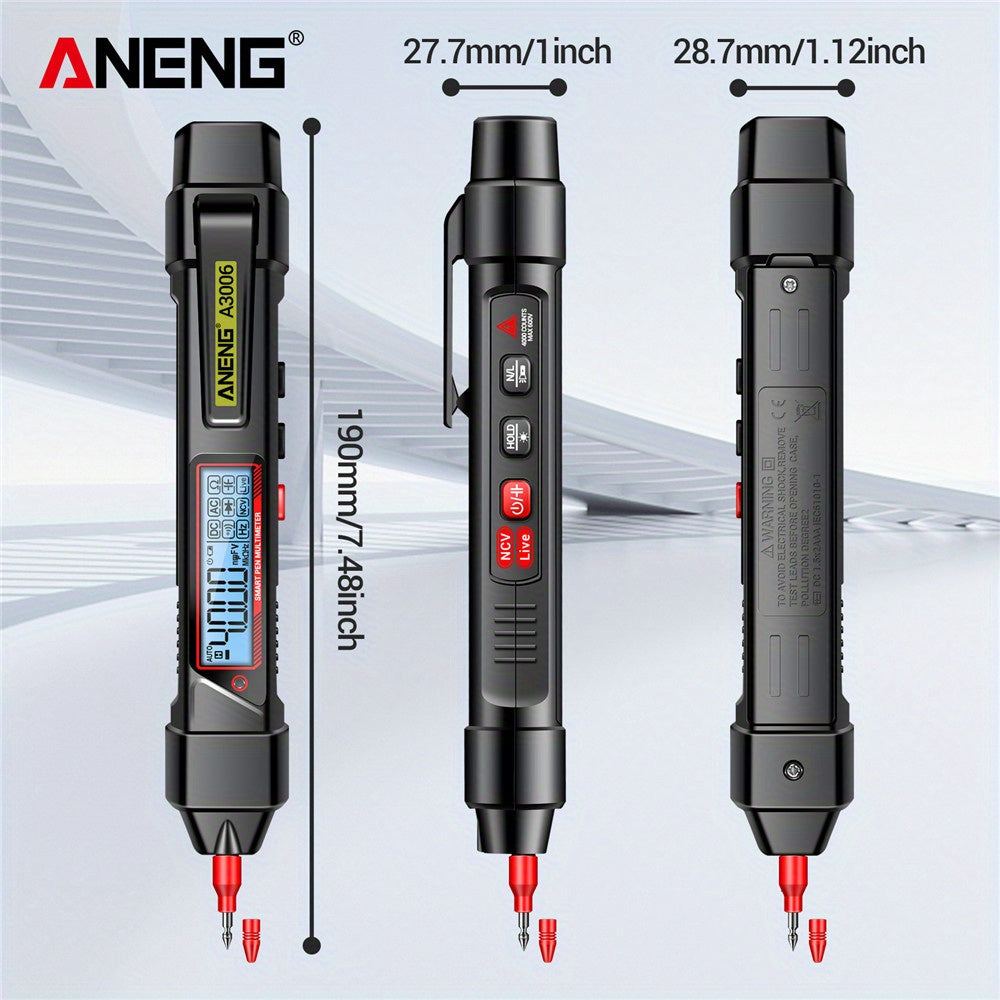 ANENG A3006 High-Precision Digital Multimeter Pen with Voltage, Current, Resistance & Diode Measurements, Large LCD Display, Battery Operated (AAA) - Perfect for Electrical Troubleshooting