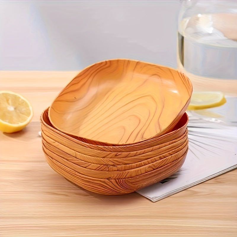 Set of 6 Plates with Stand, High-Quality Lightweight Wooden Serving Plates for Garbage, Spit Bones, Fruits, Desserts, Cakes, Pastries, and Breakfast. Perfect for Kitchen and Tableware Accessories.