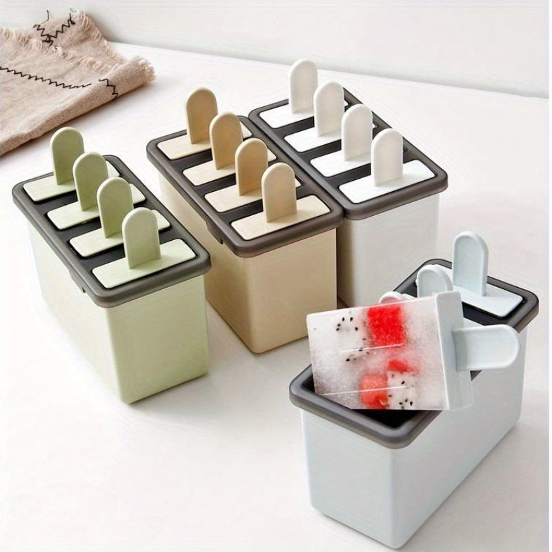 1 Set Home Ice Cream Mold Set for Making 4 Homemade Popsicles