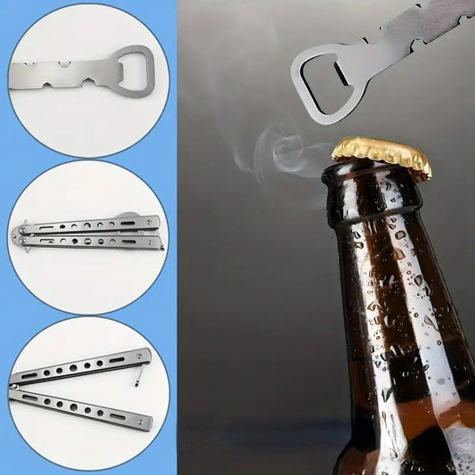 1pc Portable Metal Folding Bottle Opener - Black & Silvery, Durable and Stylish, Great Gift Item for Beer Lovers