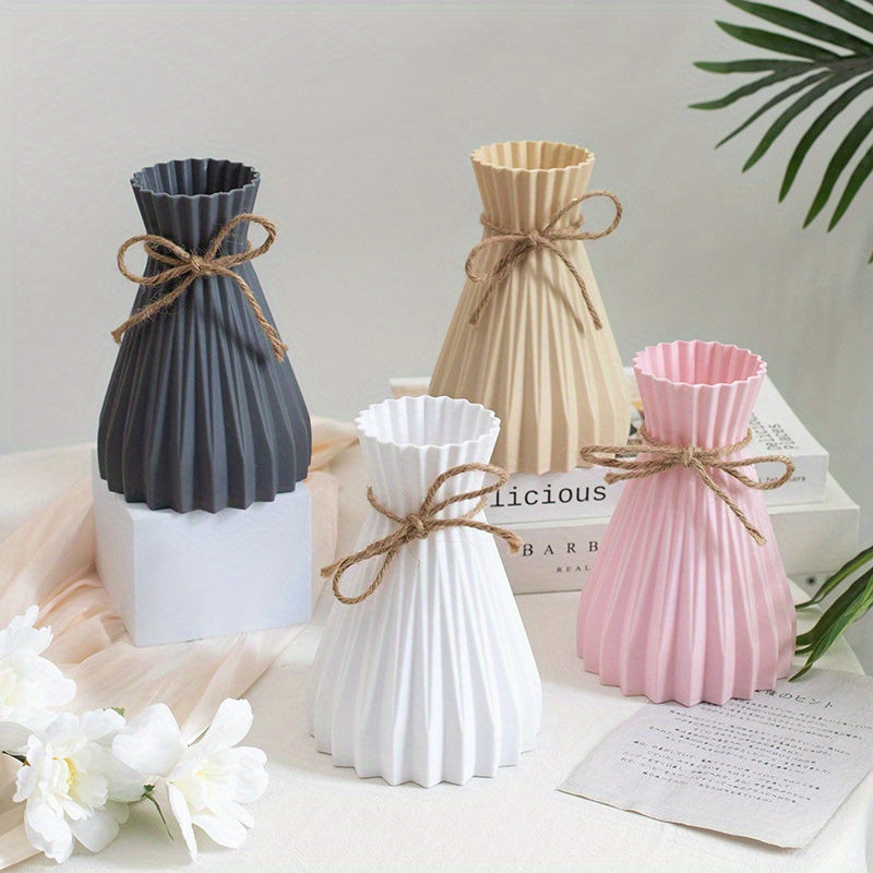 Unbreakable water ripple design plastic vases for modern home decor and DIY floral arrangements.