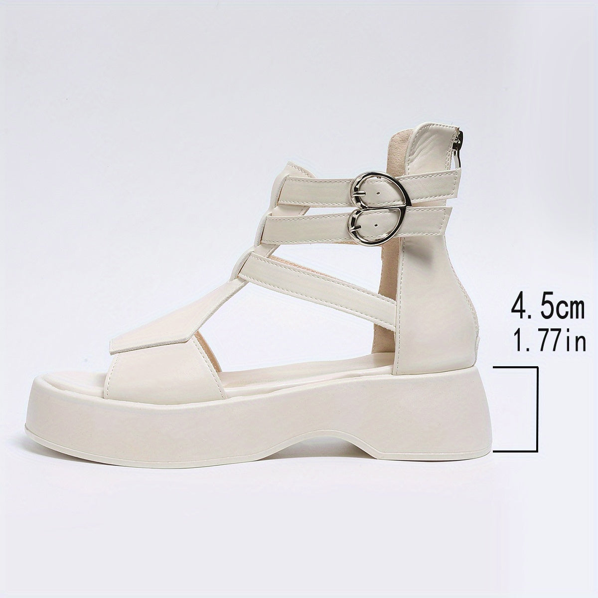 Women's ankle strap buckle sandals, platform soft sole side zipper walking shoes, and comfort high-top vacation boots.