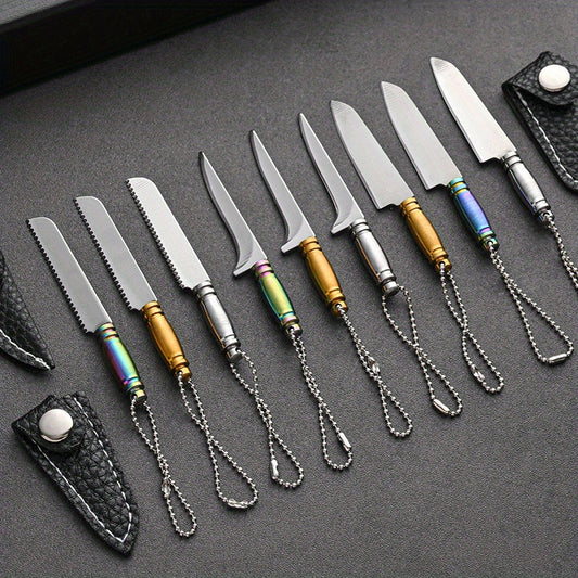 Mini keychain knife made of stainless steel - a portable, handmade novelty tool perfect for outdoor activities such as camping and fishing.