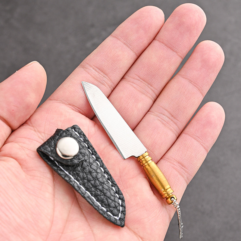 Mini keychain knife made of stainless steel - a portable, handmade novelty tool perfect for outdoor activities such as camping and fishing.