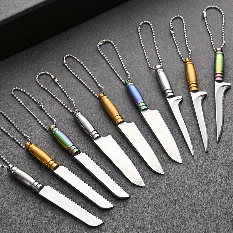 Mini keychain knife made of stainless steel - a portable, handmade novelty tool perfect for outdoor activities such as camping and fishing.