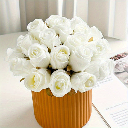 6 artificial long-stem roses for elegant home decor, weddings, parties, and birthdays.