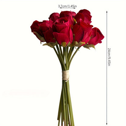 6 artificial long-stem roses for elegant home decor, weddings, parties, and birthdays.