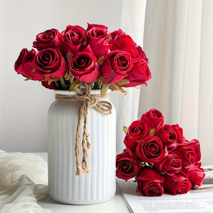 6 artificial long-stem roses for elegant home decor, weddings, parties, and birthdays.