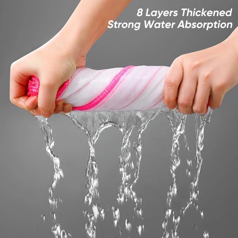 Set of 10 Ultra-Absorbent Microfiber Kitchen Towels - 10-Layer Thickened Cleaning Cloths with Pink Border, Oil-Resistant & Long Lasting Scouring Pads for Kitchen or Bathroom, 30cm, Dish Towels