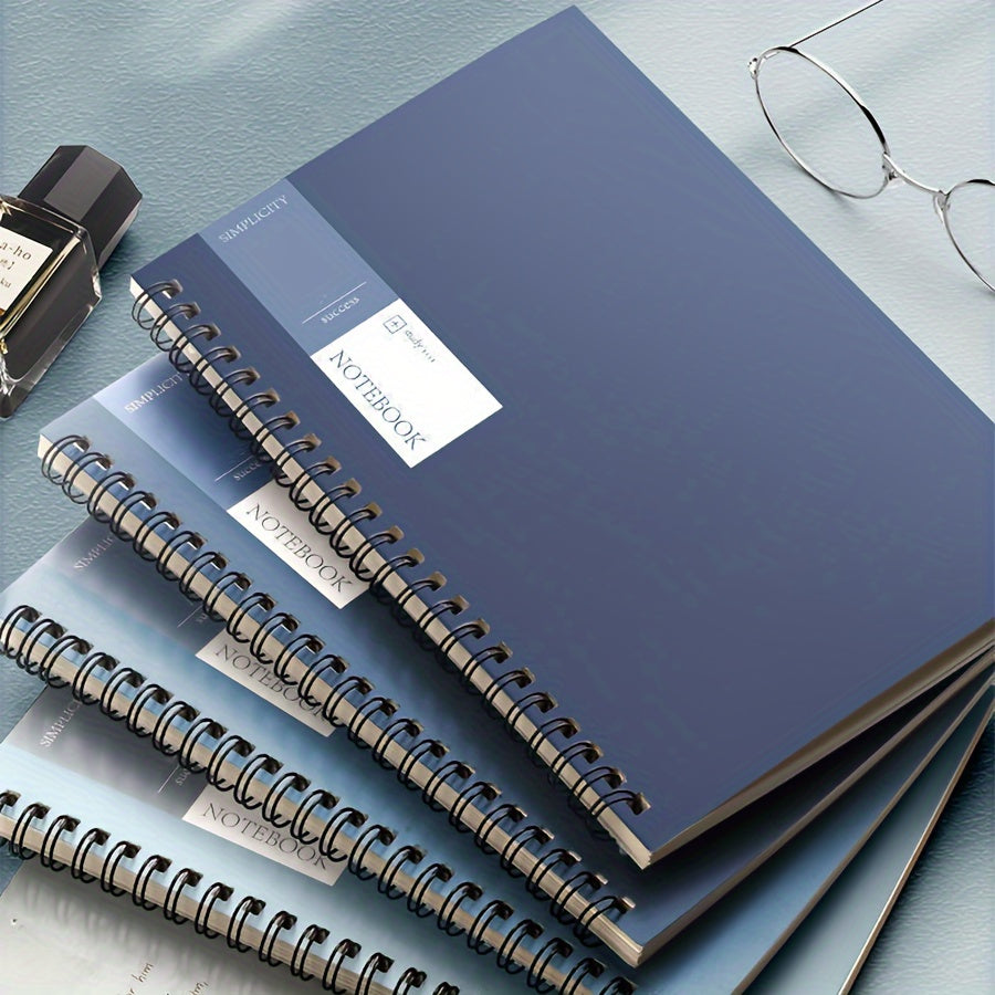 4-Pack of A5 Spiral Notebooks with Durable Softcover, Lined/Blank Pages, Twin-Wire Binding, Perfect for Students, Office, and Professionals.