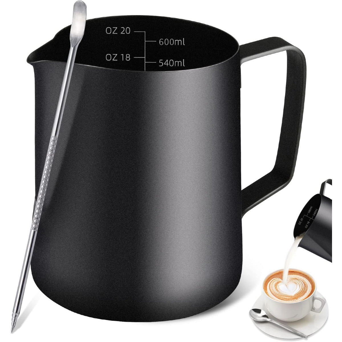 12 Oz/350 Ml Stainless Steel Milk Frothing Pitcher with Decorative Art Pen, Perfect for Espresso Machines, Milk Frothers, and Latte Art