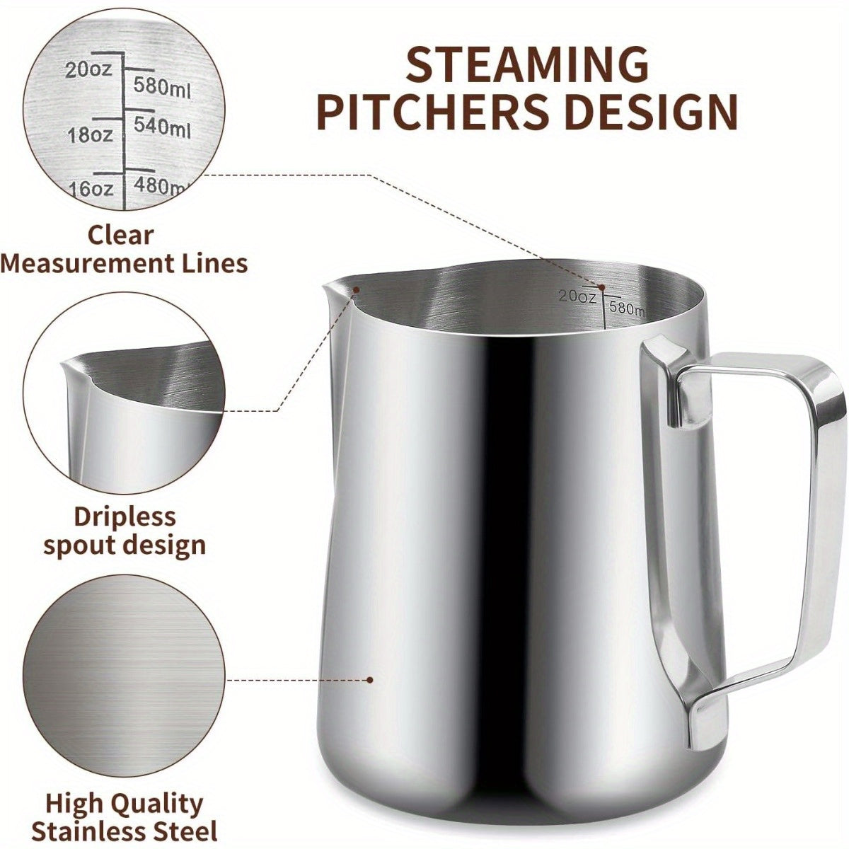 12 Oz/350 Ml Stainless Steel Milk Frothing Pitcher with Decorative Art Pen, Perfect for Espresso Machines, Milk Frothers, and Latte Art