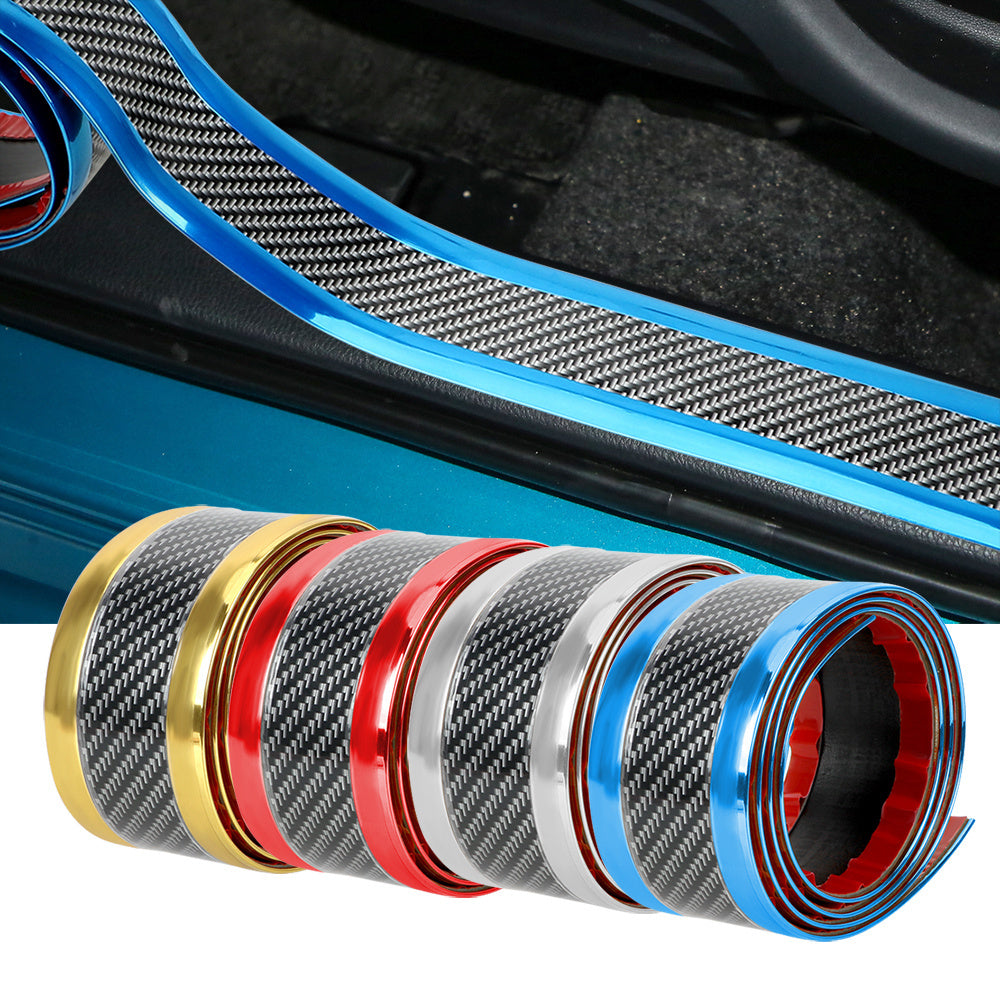 Car stickers for protecting door sills from scratches and damage, made of carbon fiber material.