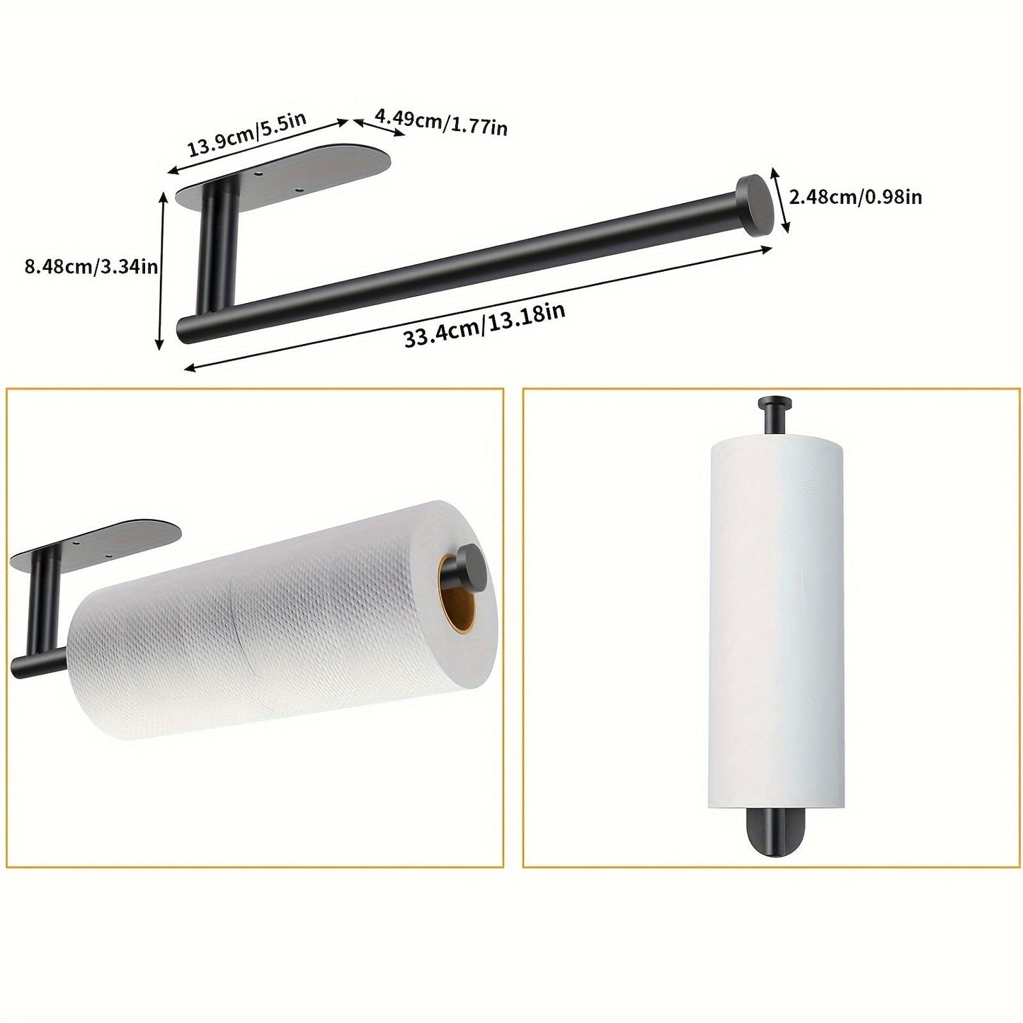 Wall-mounted paper towel holder made of stainless steel - Easily attachable, convenient organizer for multiple rolls in the kitchen or bathroom.