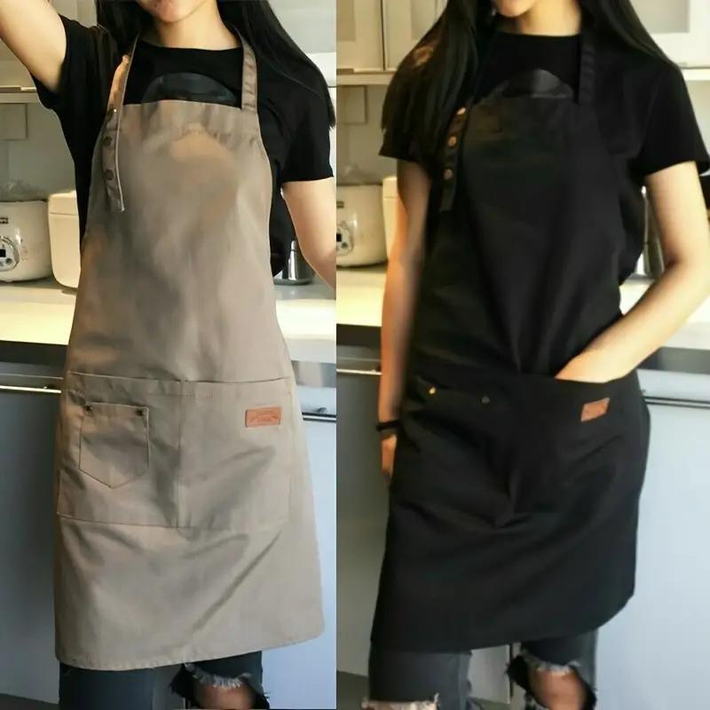 1pc Polyester Apron with Pockets - Brown & Black, Butcher Craft Design for Baking, Cooking, BBQ