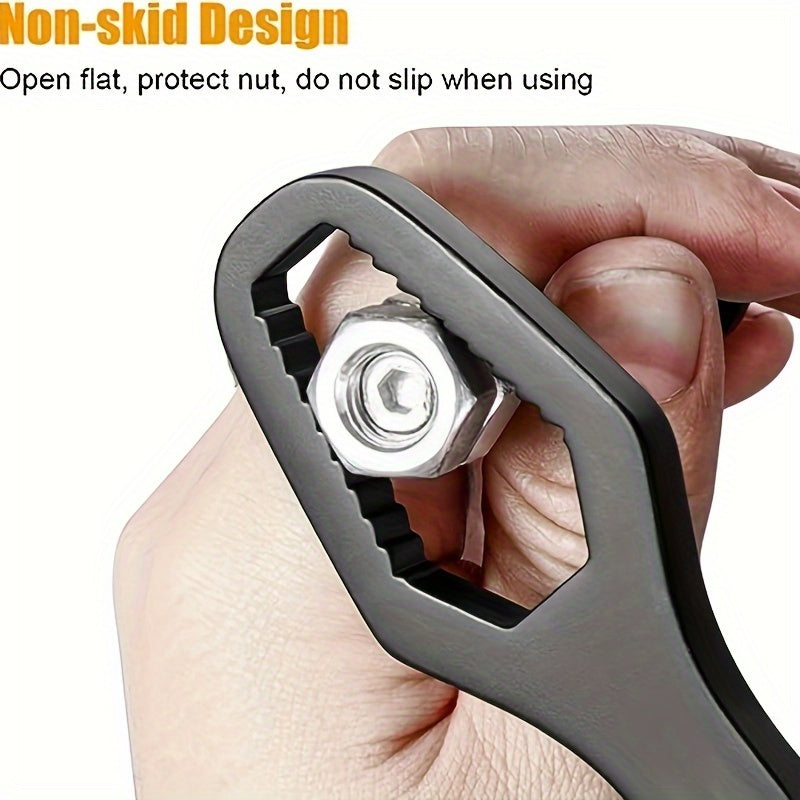 1pc Double End Multifunctional Universal Wrench, self-tightening lazy wrench repair tools for indoor/outdoor use.