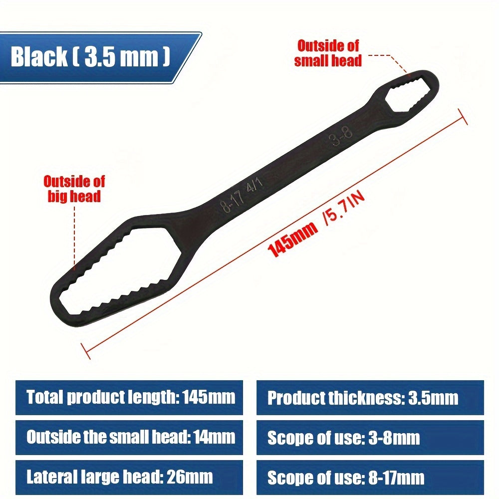 1pc Double End Multifunctional Universal Wrench, self-tightening lazy wrench repair tools for indoor/outdoor use.