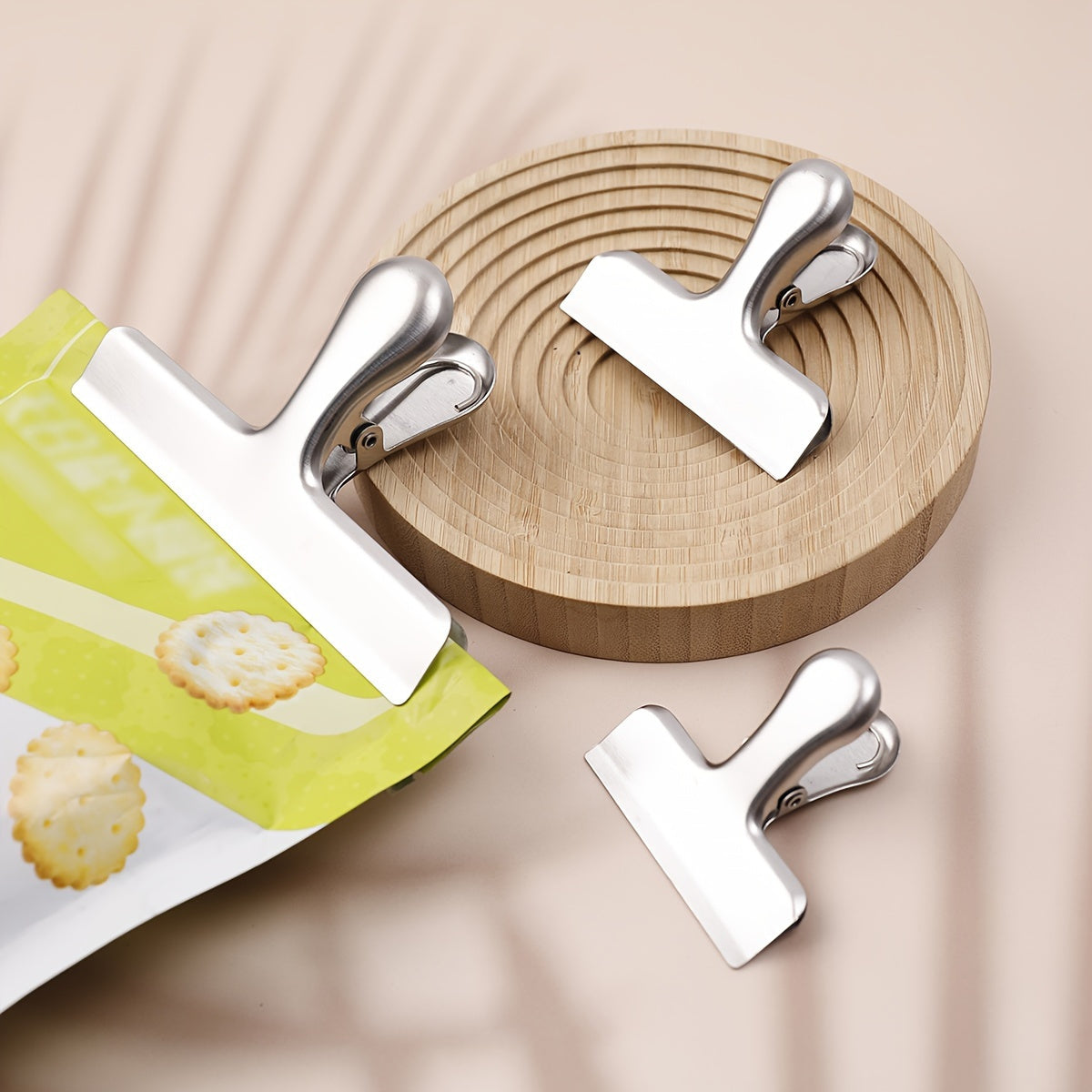 Set of 3 Stainless Steel Food Sealing Clips, Versatile T-Shaped Kitchen Tools, Ideal for Sealing Snack Bags to Keep Food Fresh at Home