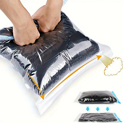 Set of 10 Vacuum Storage Bags - Travel-friendly Portable Plastic Bags for Clothes and Bedding, No Pump Needed. Great for Blankets, Quilts, Duvets. A Must-Have for a Tidy Home!