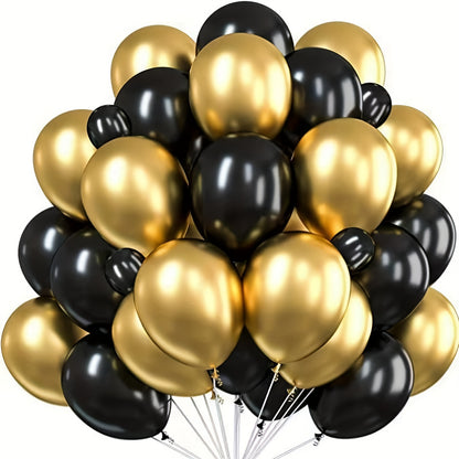 40pcs Black & Golden Latex Balloons with Sequins - Perfect for weddings, birthdays, Valentine's Day, baptisms & more - Festive, elegant and shiny surface balloons, no electricity needed.