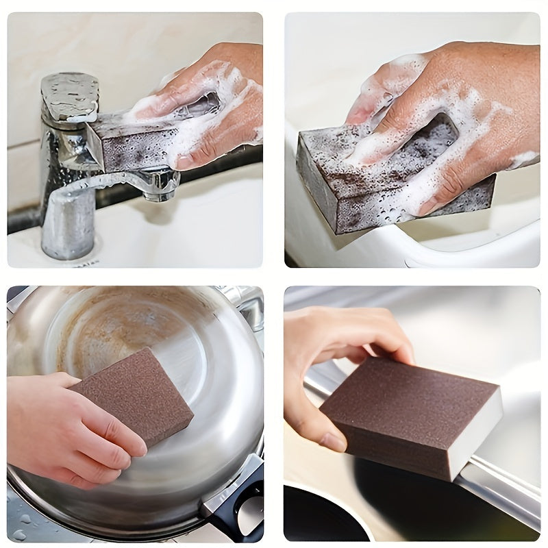 Magic Emery Sponge - Rust and stain remover for pots and surfaces, great for kitchen, bathroom, and outdoor use.