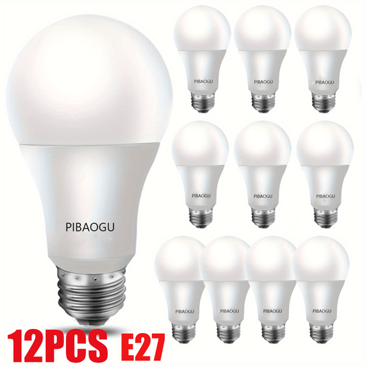 12pcs PIAGUO LED Light Bulbs, 14W E27 Base, Cool White & Warm White, 1250 Lumens, CRI 80+, Long-Lasting AC Bulbs for Home, Office, Kitchen, and More