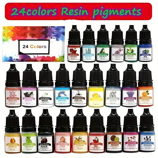 Resin pigment set for DIY jewelry making with art liquid colorant.