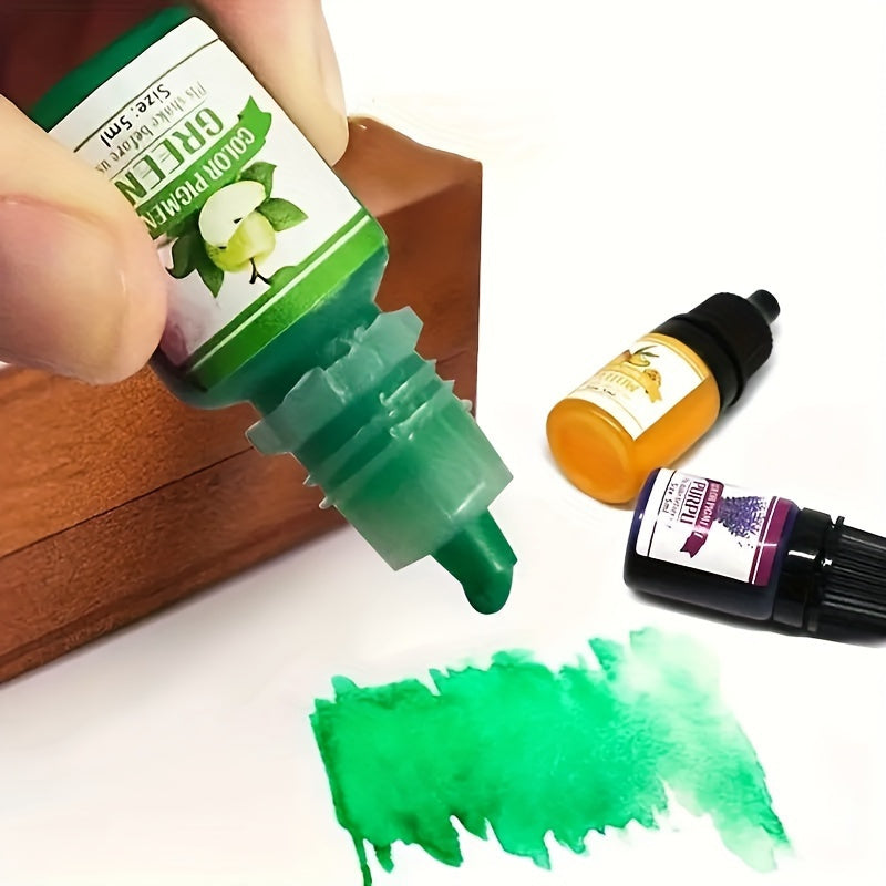 Resin pigment set for DIY jewelry making with art liquid colorant.