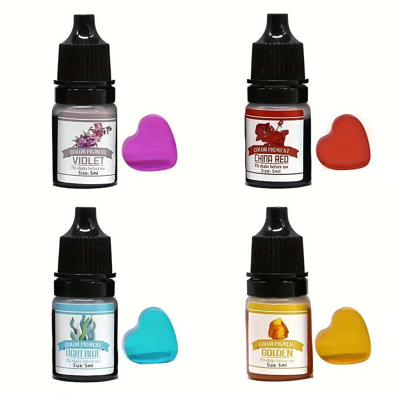 Resin pigment set for DIY jewelry making with art liquid colorant.