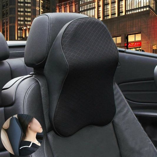 1 Piece Memory Foam Car Seat Headrest Pillow in Black for Head and Neck Support.