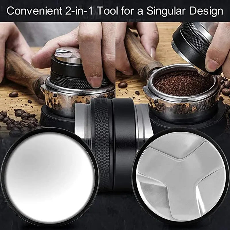 Stainless Steel Coffee Tamper with Flat Base for Espresso Machine - 1 Piece, Kitchen Supplies, Espresso Distributor Tool