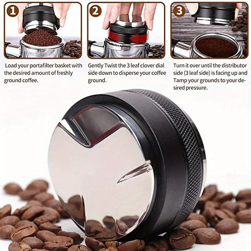 Stainless Steel Coffee Tamper with Flat Base for Espresso Machine - 1 Piece, Kitchen Supplies, Espresso Distributor Tool