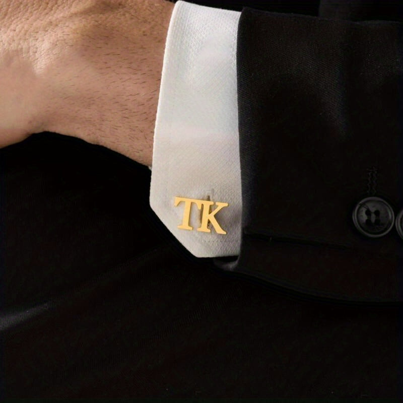 Customize your style with our 1Pc Personalized Name Cufflinks featuring Golden Initials. Perfect for weddings, groomsmen gifts, and special occasions like Valentine's Day and Mother's Day. Treat yourself or surprise a loved one with a thoughtful gift!