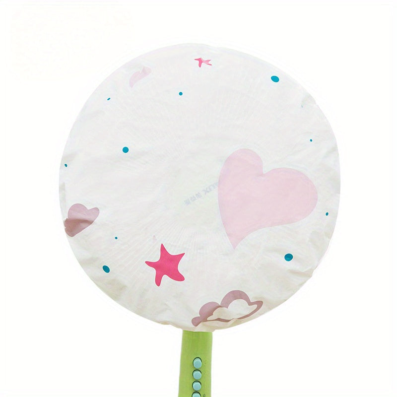 Protect your circular floor standing fan with the 3D Heart & Stars Design Fan Dust Cover. This waterproof plastic cover is easy to clean and features a universal fit. The round dust cap also includes a mouth hook for convenience.