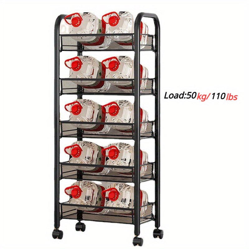 1 piece of practical shelves for kitchen storage, floor-to-ceiling multi-layer trolley for movable household items and vegetable basket shelves.