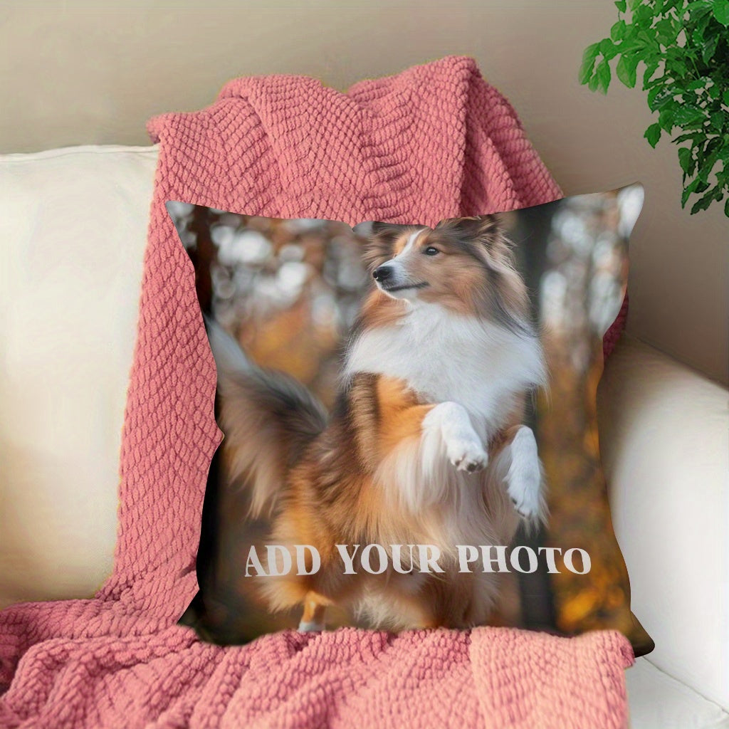 Custom Sheep Dog Memorial Pillowcase - Made from a Soft Polyester Blend, with a Dual-Sided Custom Photo Print. This is a Sofa Cover only (Pillow Not Included).