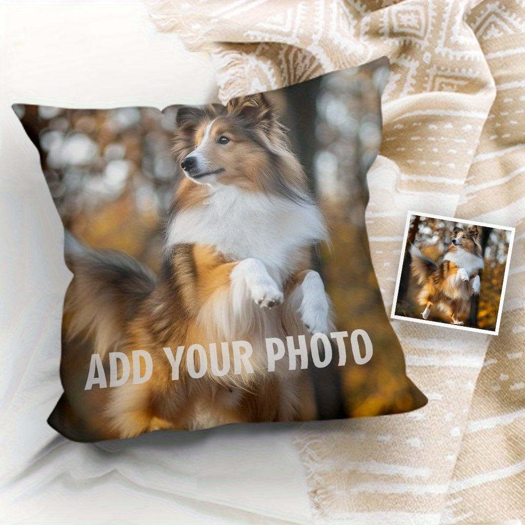 Custom Sheep Dog Memorial Pillowcase - Made from a Soft Polyester Blend, with a Dual-Sided Custom Photo Print. This is a Sofa Cover only (Pillow Not Included).