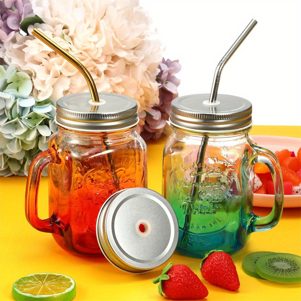 Pack of 8 stainless steel regular mouth mason canning jar lids with leak proof straw hole, measuring 6.86 cm.