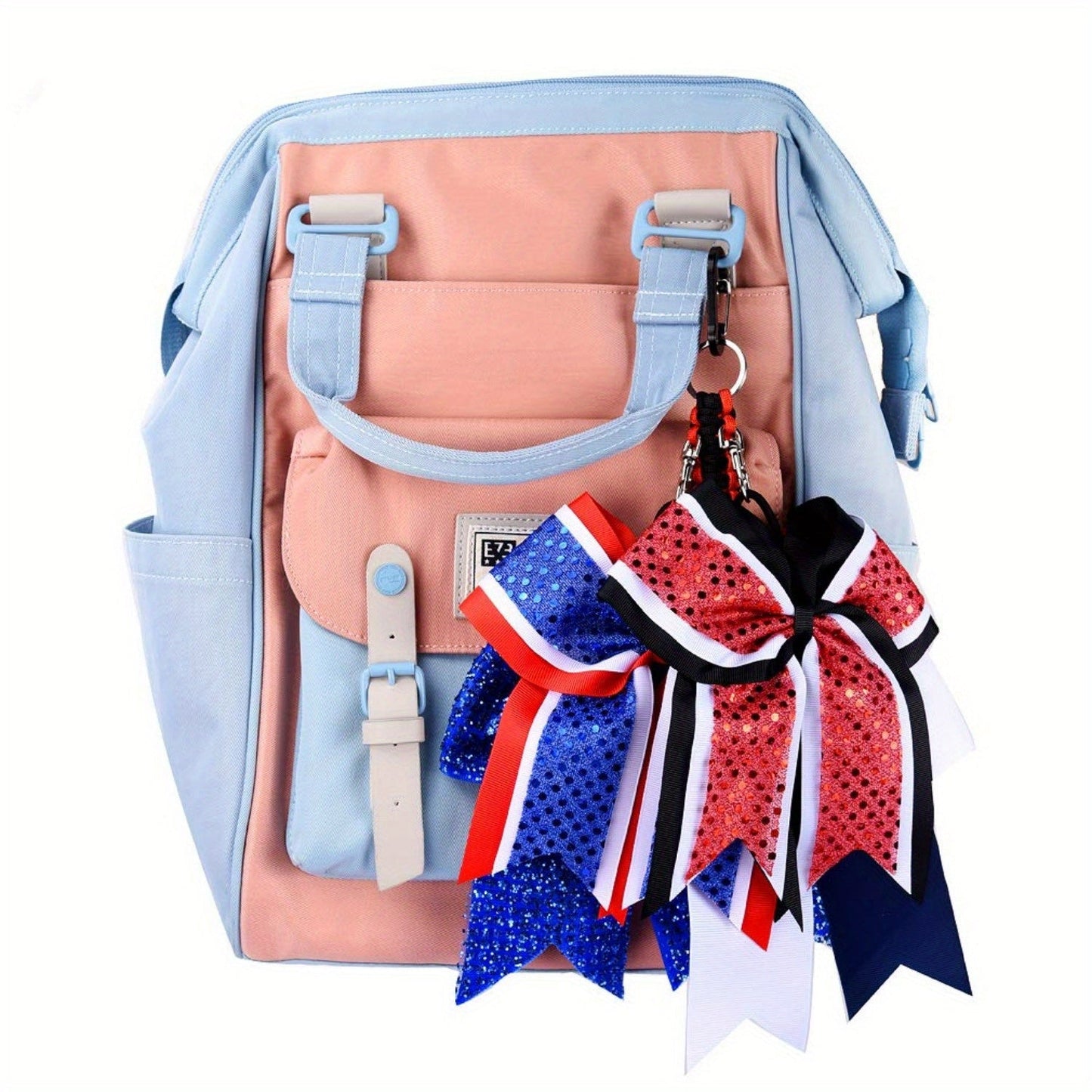 Beautifully crafted Cheerleading Bow Holder for Girls - Sturdy Metal, Stylish Design with 6 Clips & Key Ring - Ideal for High School & College Athletes