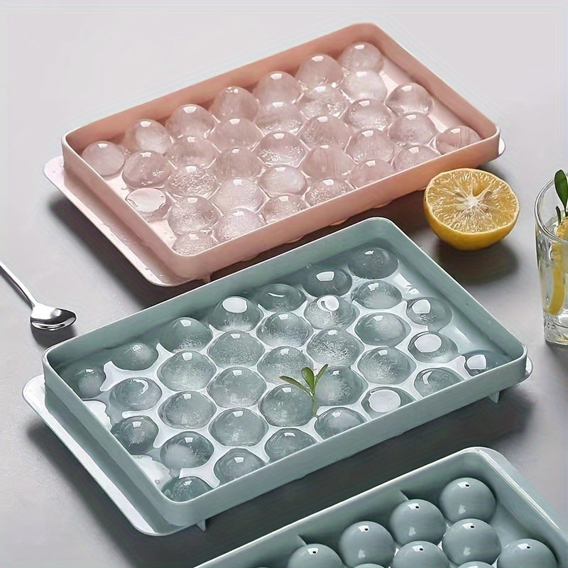 Silicone Ice Cube Tray with 33 Grids, Round Sphere Shape, Food Grade Material - Ideal Kitchen Tool for Creating Perfectly Shaped Ice Balls