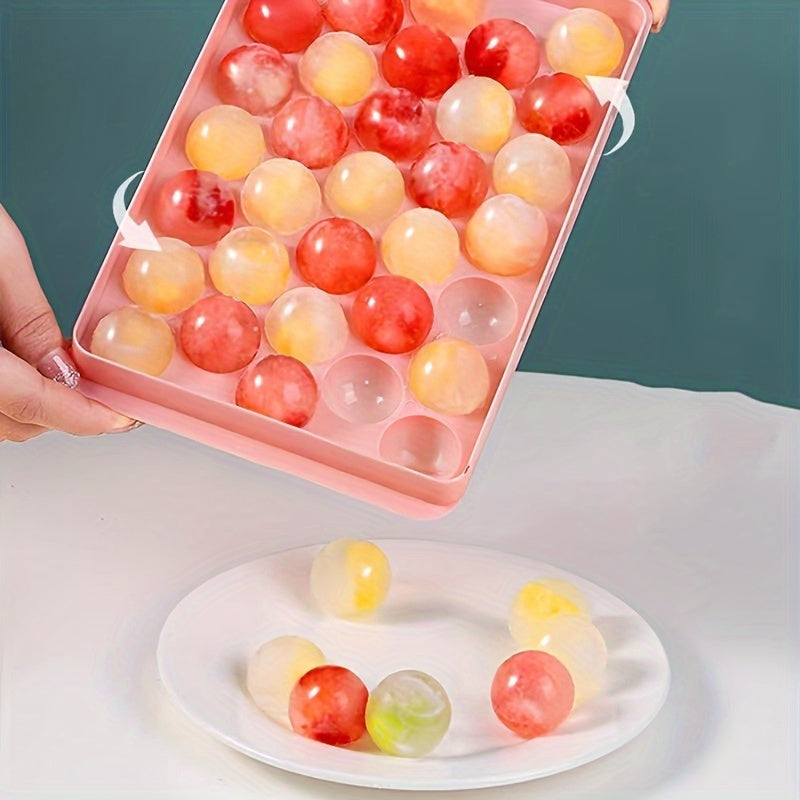 Silicone Ice Cube Tray with 33 Grids, Round Sphere Shape, Food Grade Material - Ideal Kitchen Tool for Creating Perfectly Shaped Ice Balls