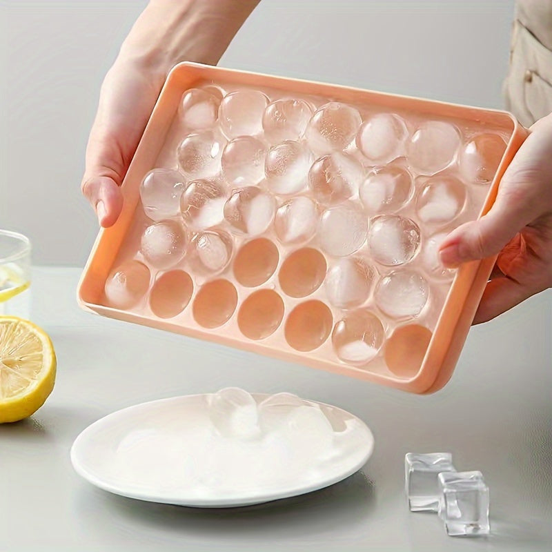 Silicone Ice Cube Tray with 33 Grids, Round Sphere Shape, Food Grade Material - Ideal Kitchen Tool for Creating Perfectly Shaped Ice Balls